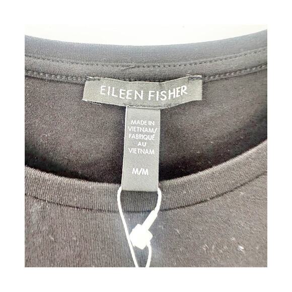 Eileen Fisher Stretch Jersey Knit Crew Neck Top Long Sleeve Black Size M NWT - Picture 7 of 11